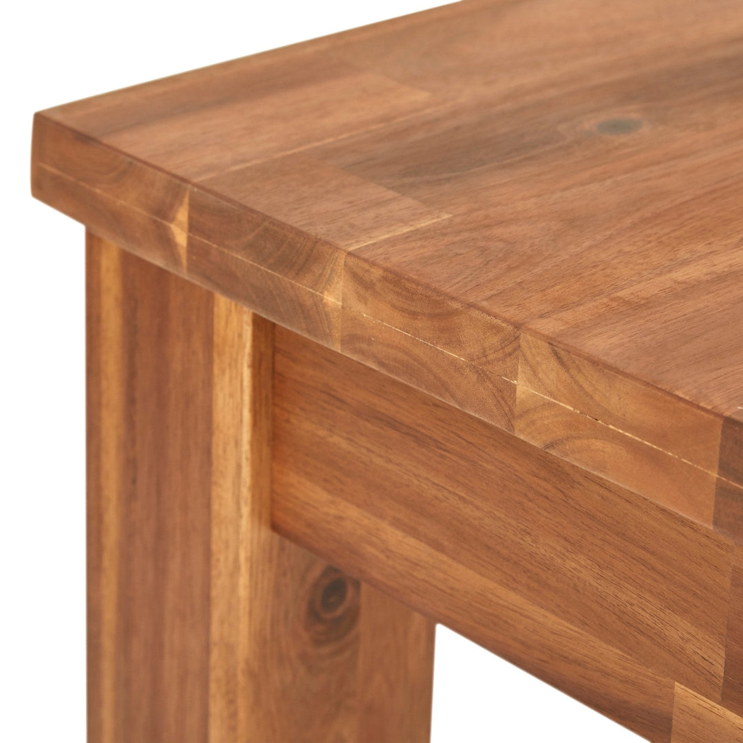 Tiburon Console Table Amber acacia wood grain corner detail - Whats New Furniture Portland OR