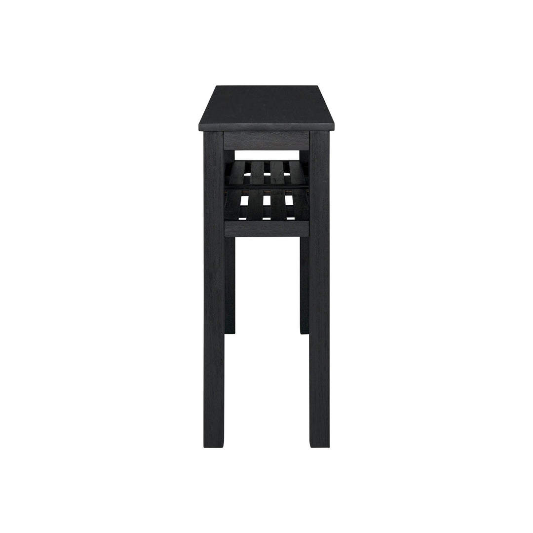 Tiburon KD Console Table in Alto Black solid acacia - front studio photo - What&