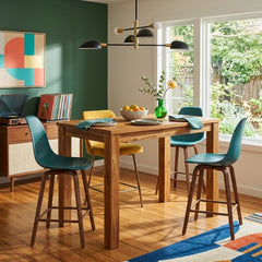 Tiburon Counter Table styled in a bright Portland mid-century modern dining room - Whats New Furniture