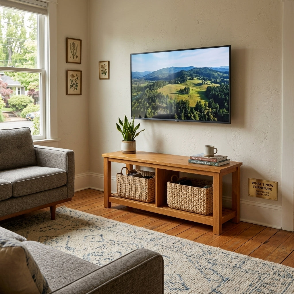 Tiburon KD TV Bench in Amber styled in Portland - Whats New Furniture