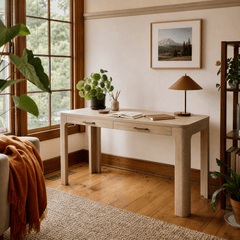 Trevin Desk 2 Drawers in Walnut styled in a Portland home - Whats New Furniture