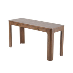 Trevin Desk 2 Drawers in Walnut, angled studio view - Whats New Furniture