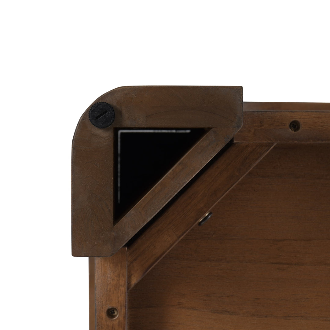 Trevin KD Square Coffee Table in Walnut, underside construction detail - Whats New Furniture