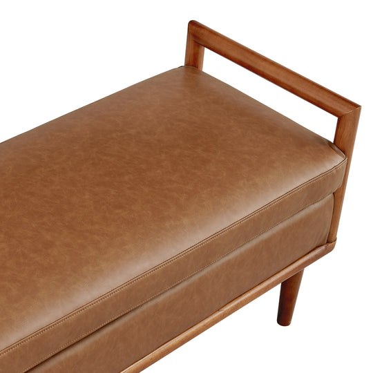 William KD Faux Leather Bench - What&