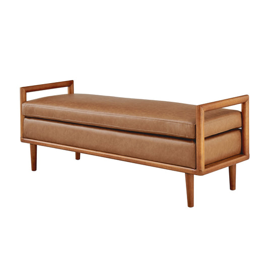 William KD Faux Leather Bench - What&