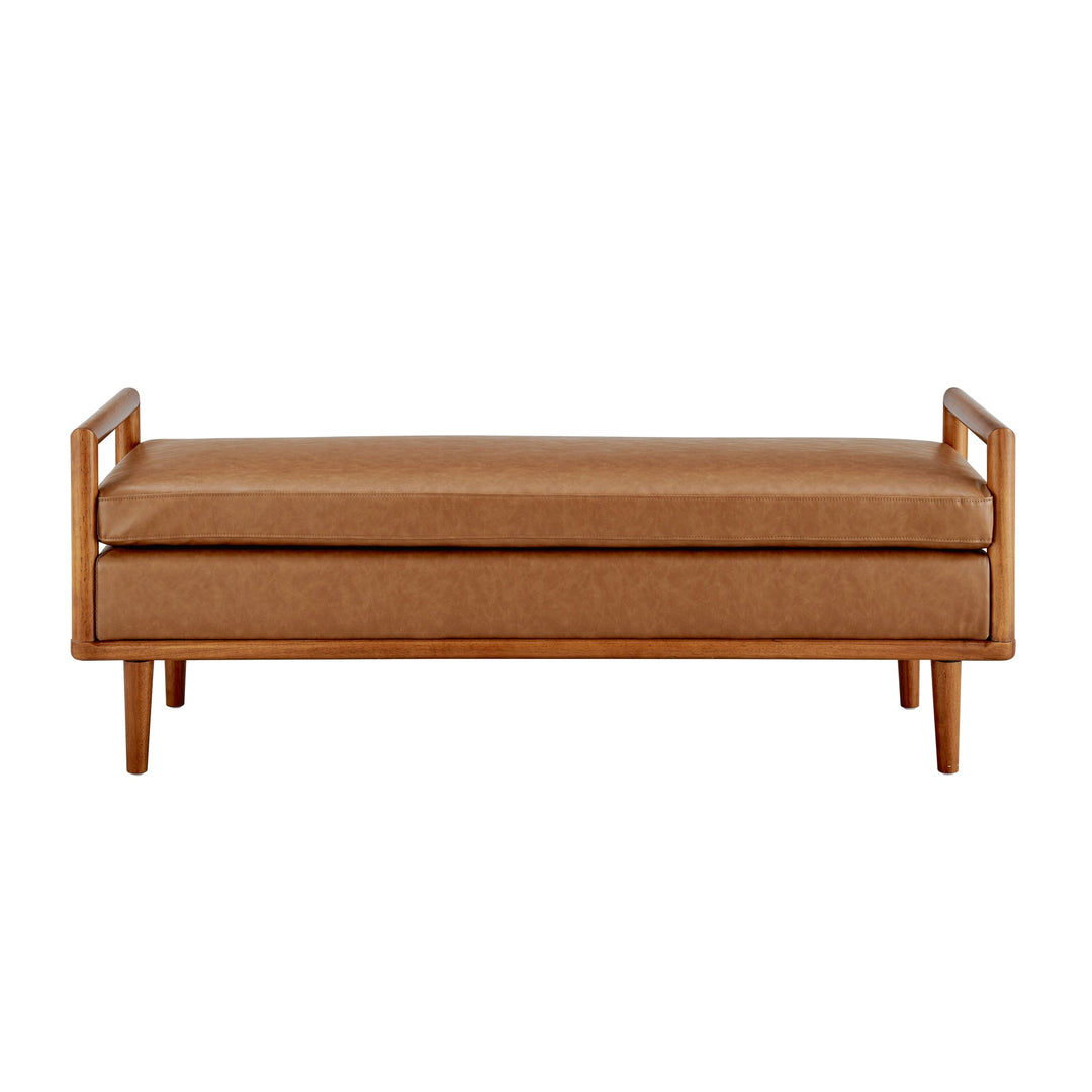 William KD Faux Leather Bench - What&