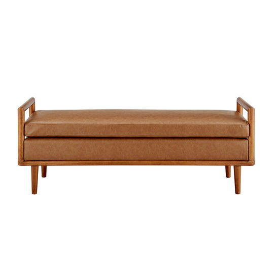 William KD Faux Leather Bench - What&