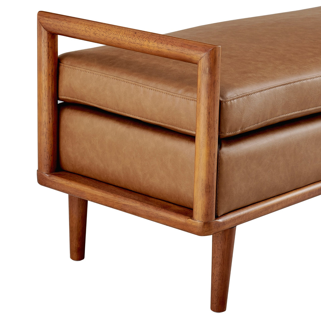 William KD Faux Leather Bench - What&