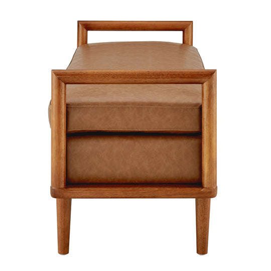 William KD Faux Leather Bench - What&