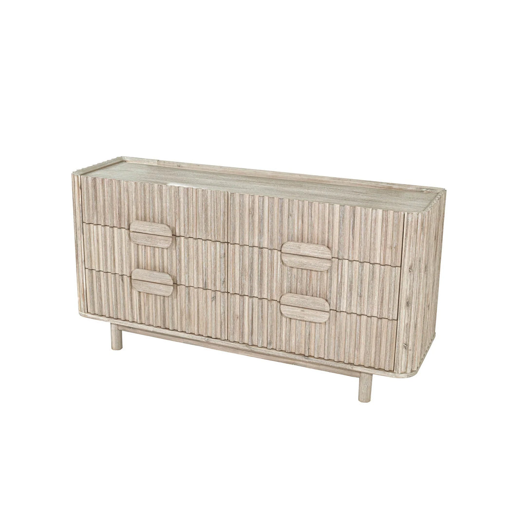 Oasis 6 Drawer Dresser in Natural White Washed alternate front view - six drawer dresser by LH Imports - Whats New Furniture Portland OR