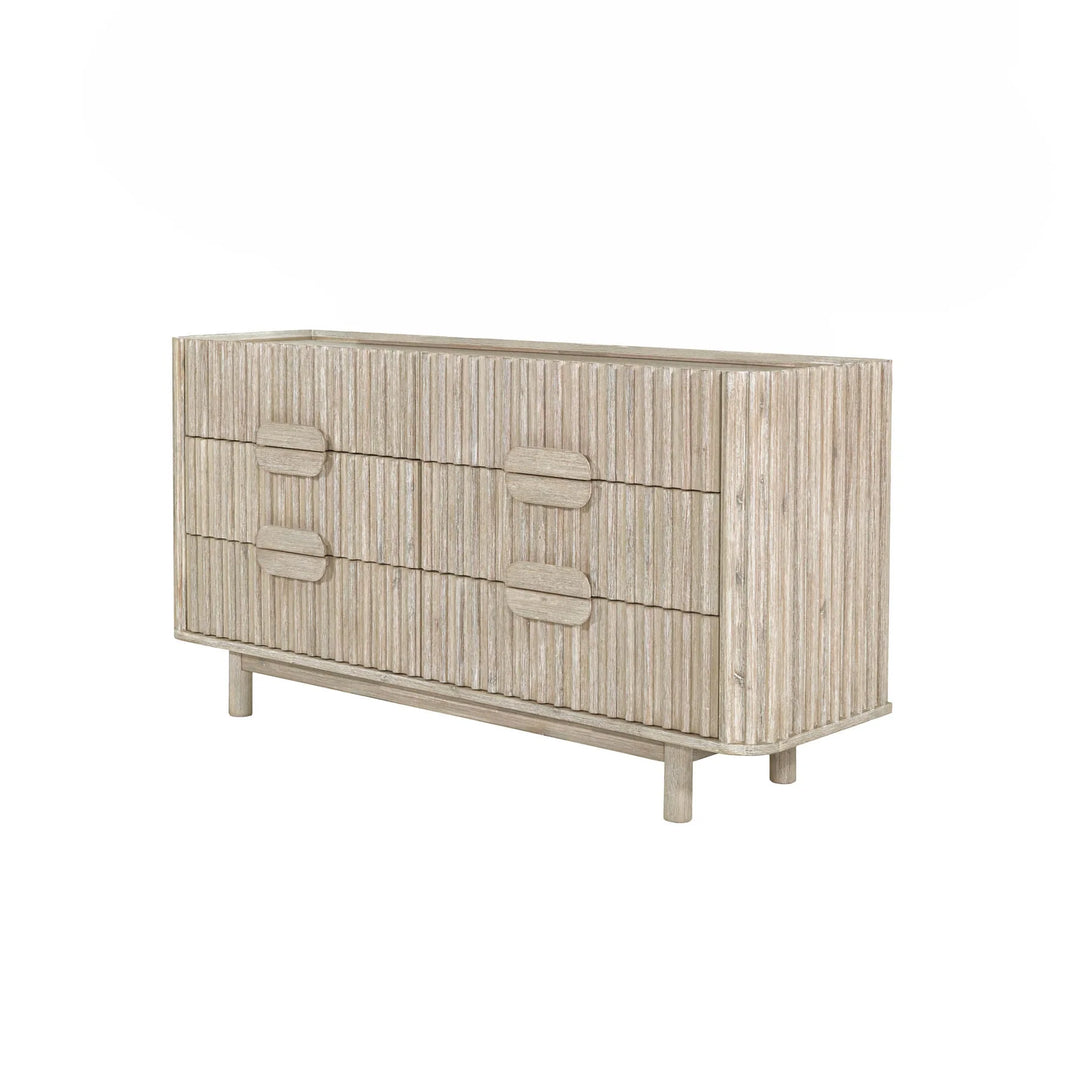 Oasis 6 Drawer Dresser in Natural White Washed side angle - six drawer dresser by LH Imports - Whats New Furniture Portland OR