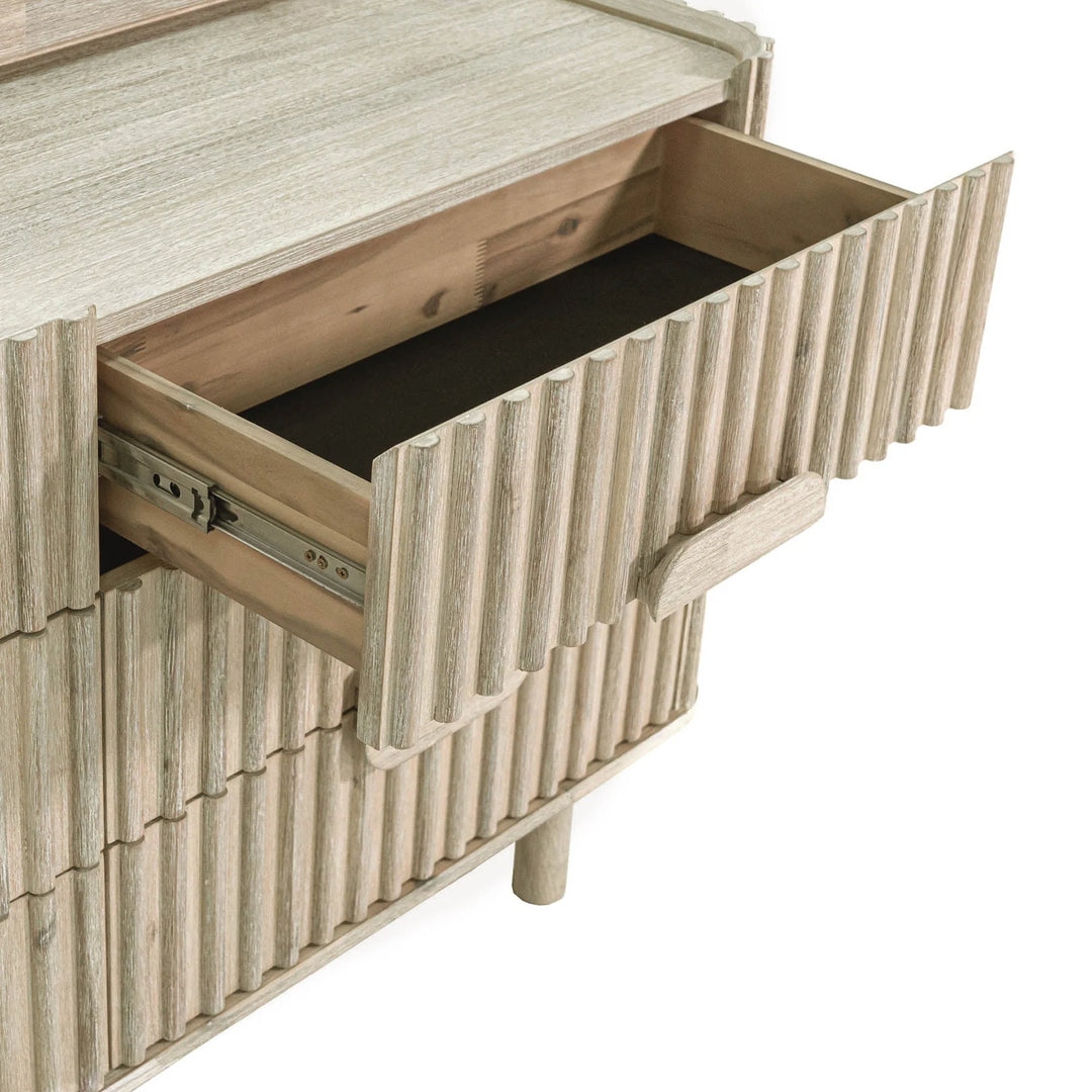 Oasis 6 Drawer Dresser in Natural White Washed open drawer detail - six drawer dresser by LH Imports - Whats New Furniture Portland OR