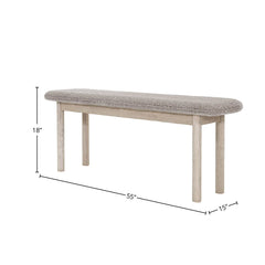 Oasis Bench in Oatmeal Natural White Washed spec sheet - upholstered acacia bench by LH Imports - Whats New Furniture Portland OR