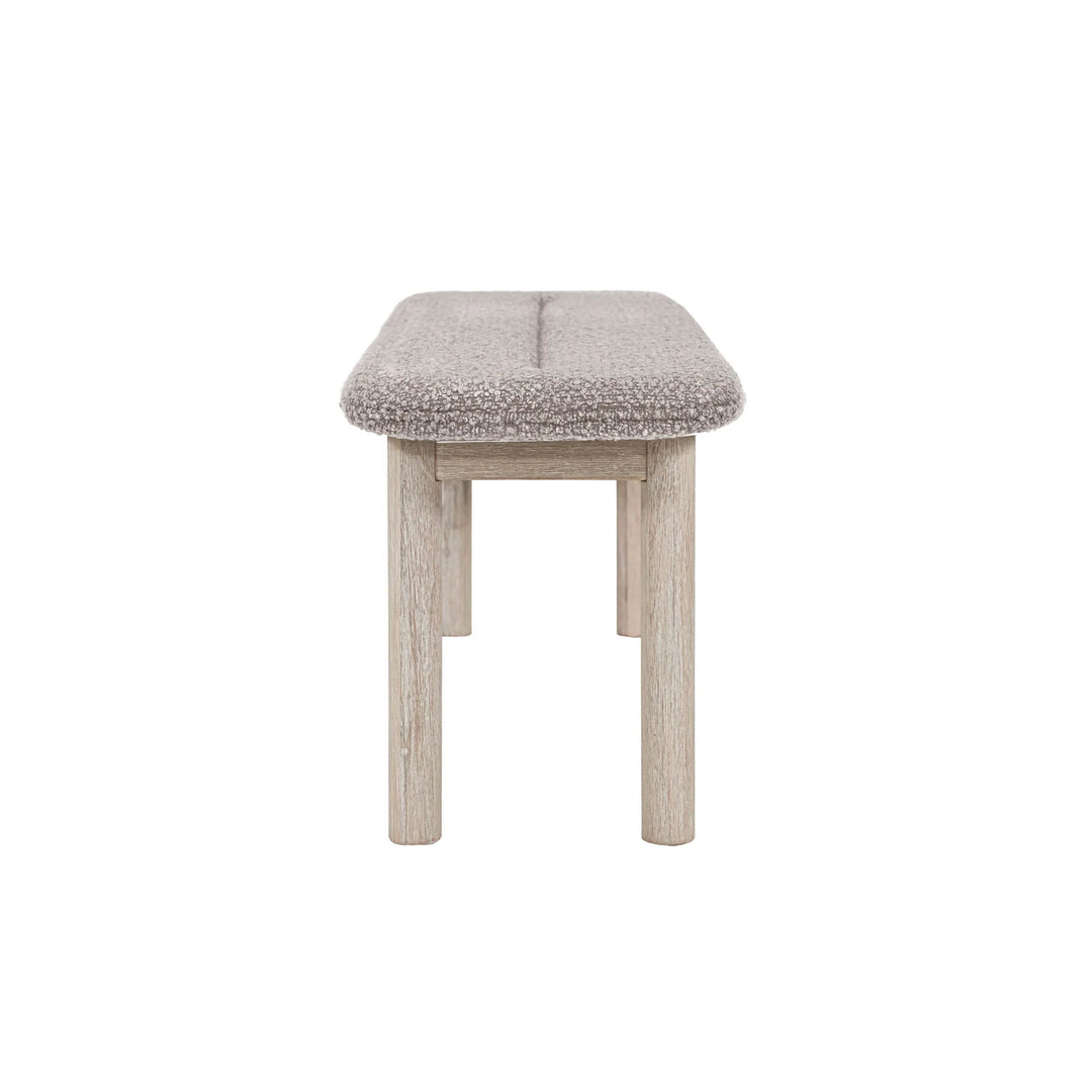 Oasis Bench in Oatmeal Natural White Washed top-down view - upholstered acacia bench by LH Imports - Whats New Furniture Portland OR