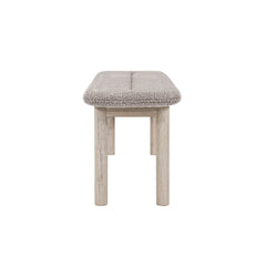 Oasis Bench in Oatmeal Natural White Washed top-down view - upholstered acacia bench by LH Imports - Whats New Furniture Portland OR