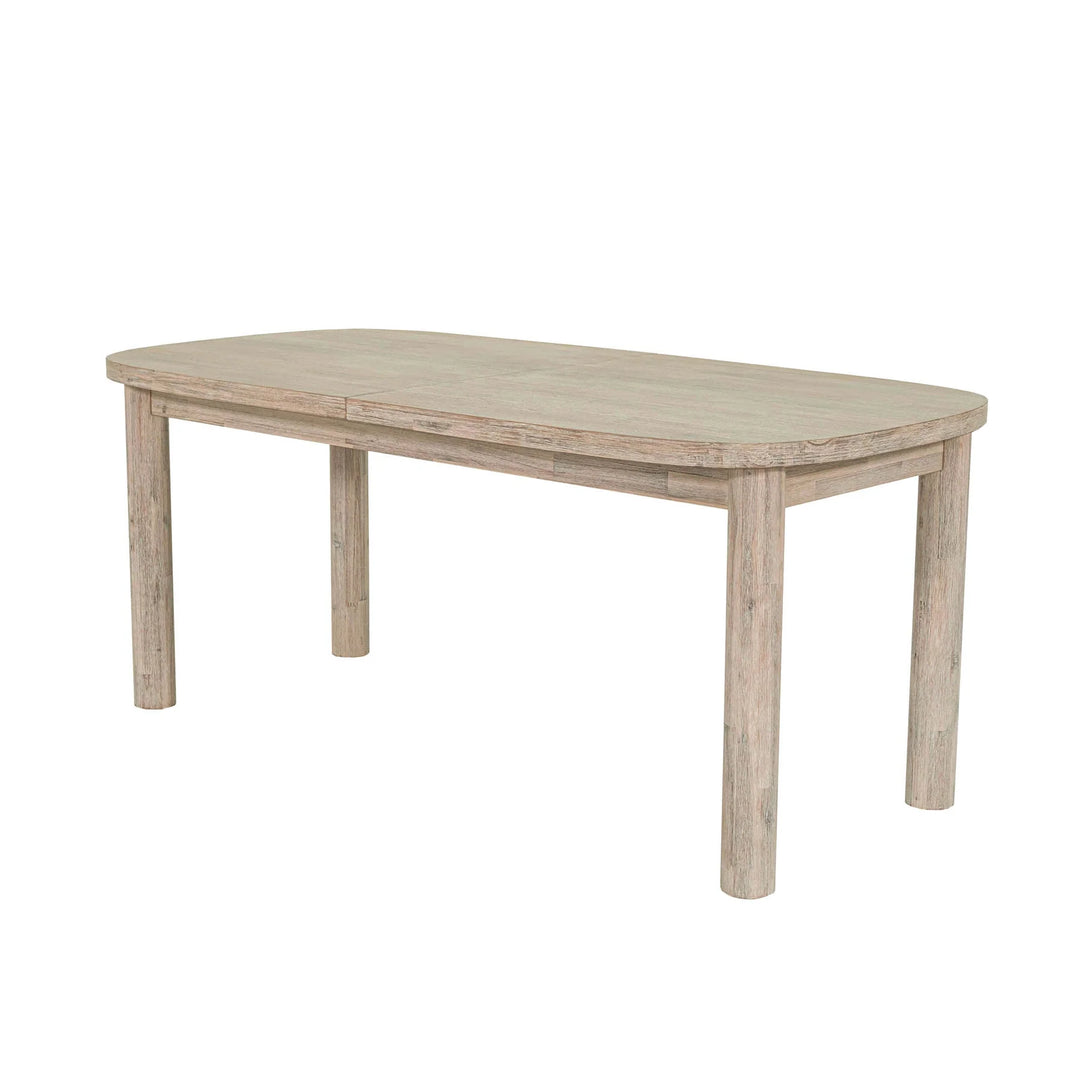Oasis Extension Dining Table in Natural White Washed side angle - acacia extension dining table by LH Imports - Whats New Furniture Portland OR