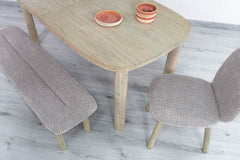 Oasis Extension Dining Table in Natural White Washed profile view - acacia extension dining table by LH Imports - Whats New Furniture Portland OR