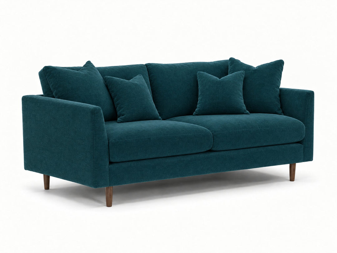 Oasis Loft Sofa in Sensation Turquoise - studio three-quarter view - Stanton - Whats New Furniture Portland OR