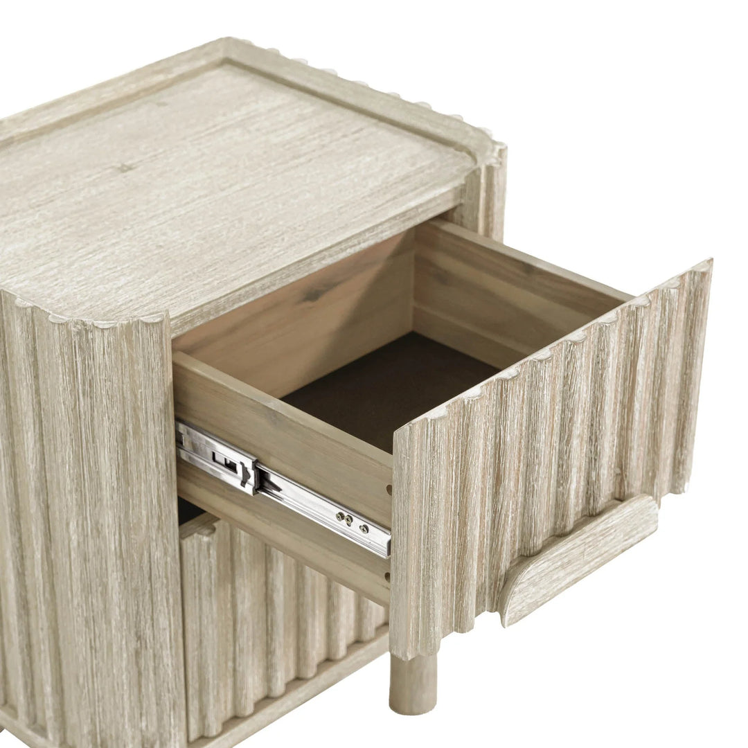 Oasis Nightstand in Natural White Washed open drawer detail - nightstand by LH Imports - Whats New Furniture Portland OR