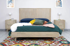 Oasis Nightstand in Natural White Washed styled room setting - nightstand by LH Imports - Whats New Furniture Portland OR