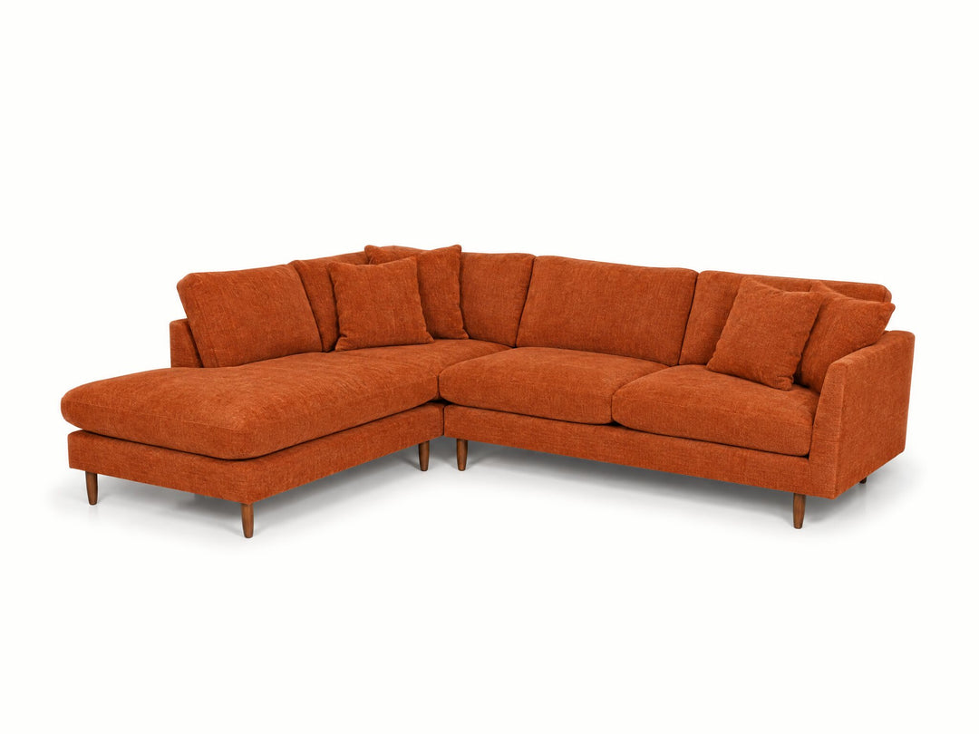 Oasis Open Chaise Sectional in Lush Papaya, Left-Hand Facing - studio three-quarter view - Stanton - Whats New Furniture Portland OR
