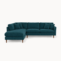 Oasis Open Chaise Sectional in Lush Turquoise, Left-Hand Facing - studio front view - Stanton - Whats New Furniture Portland OR
