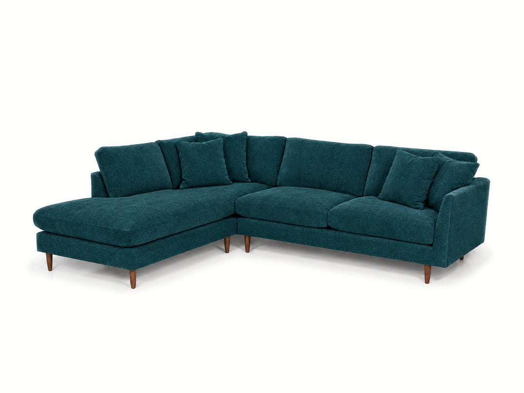 Oasis Open Chaise Sectional in Lush Turquoise, Left-Hand Facing - studio three-quarter view - Stanton - Whats New Furniture Portland OR