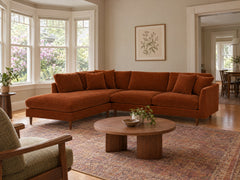 Oasis Open Chaise Sectional in Marquis Rust, Left-Hand Facing styled in a Sellwood foursquare sitting room - Whats New Furniture Portland OR
