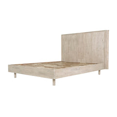 Oasis Queen Bed Frame in Natural White Washed side angle - queen acacia bed frame by LH Imports - Whats New Furniture Portland OR