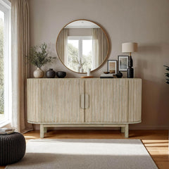 Oasis Sideboard in Natural White Washed decor closeup - solid acacia sideboard by LH Imports - Whats New Furniture Portland OR