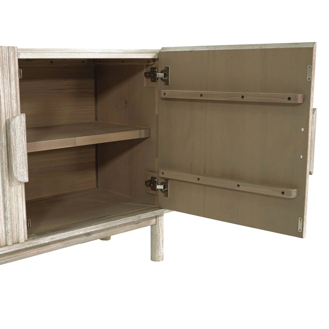 Oasis Sideboard in Natural White Washed storage detail - solid acacia sideboard by LH Imports - Whats New Furniture Portland OR