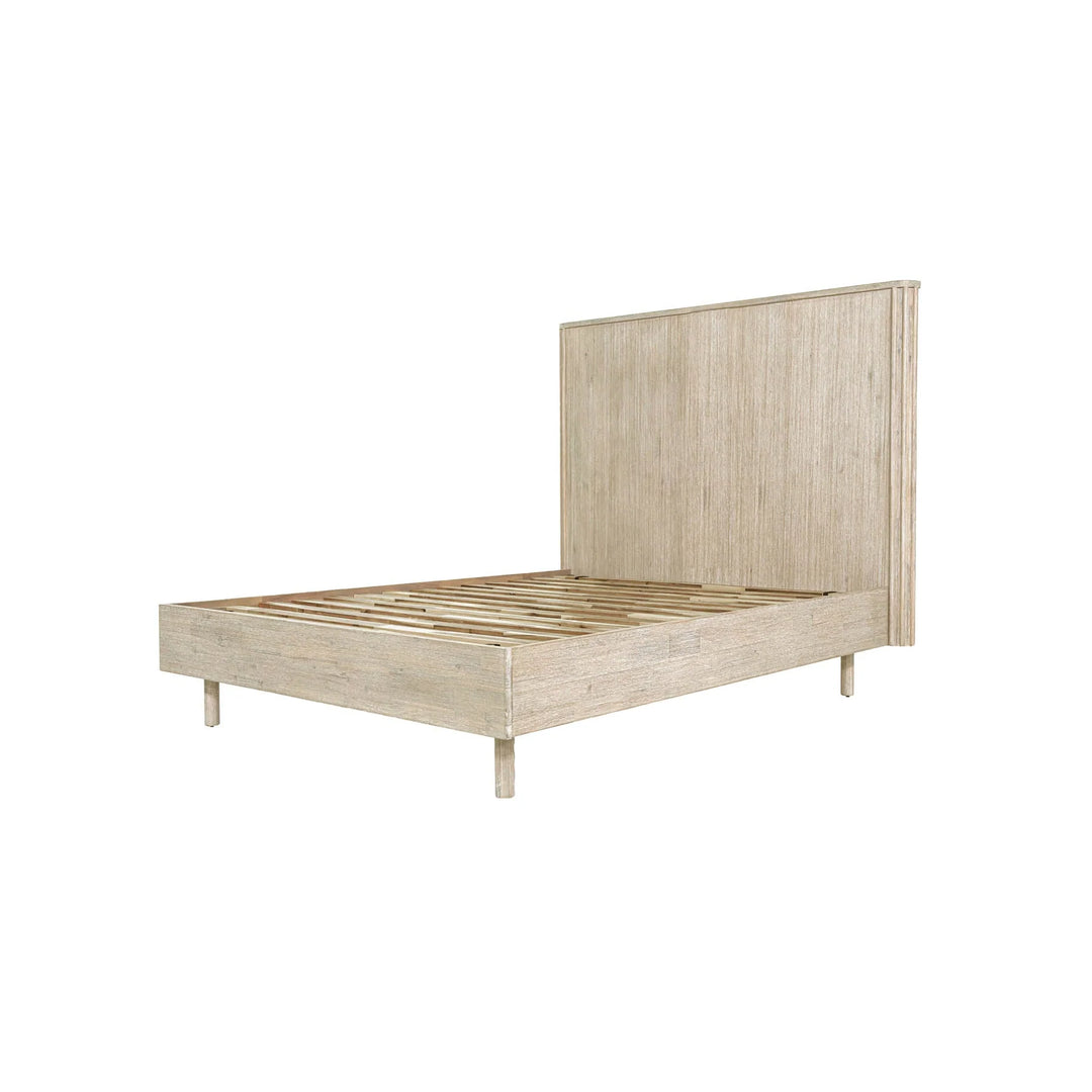 Oasis Single Bed Frame in Natural White Washed side angle - single acacia bed frame by LH Imports - Whats New Furniture Portland OR