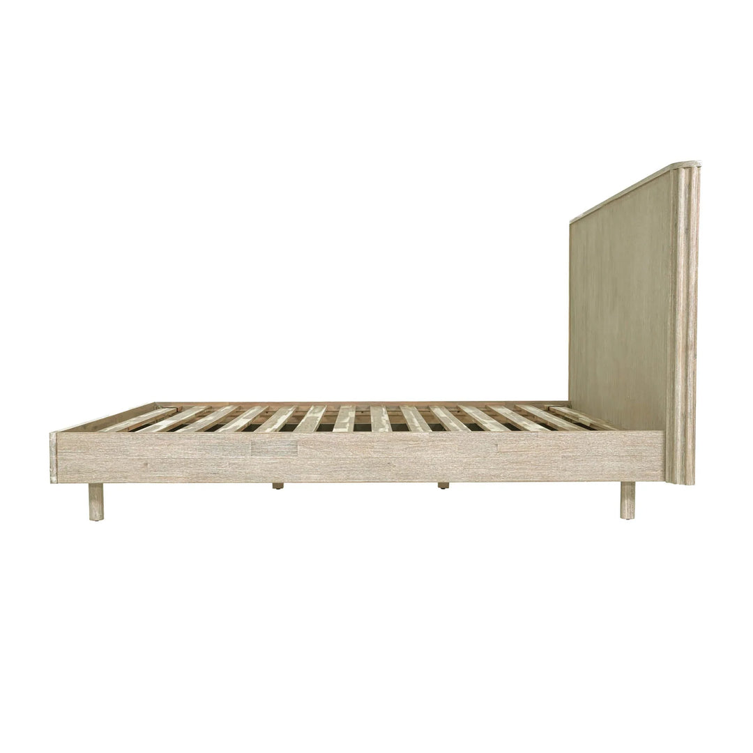 Oasis Single Bed Frame in Natural White Washed detail view - single acacia bed frame by LH Imports - Whats New Furniture Portland OR