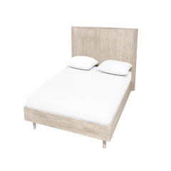 Oasis Single Bed Frame in Natural White Washed dressed top-down view - single acacia bed frame by LH Imports - Whats New Furniture Portland OR