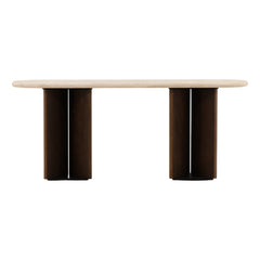 Oja Console Table - Brown Oak &amp; Cream Marble back view - Console Tables by Dovetail - Whats New Furniture Portland OR