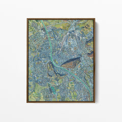 Salzburg, Austria — painted map fine art by Olivia Serrill
