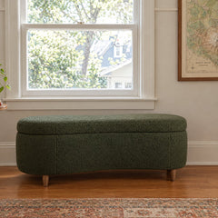 Bailey Storage Bench in Green in a styled Portland living room - Whats New Furniture Portland OR