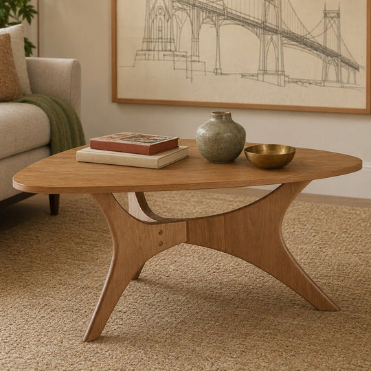 Blaze Coffee Table styled in a bright mid-century modern Portland living room - Whats New Furniture