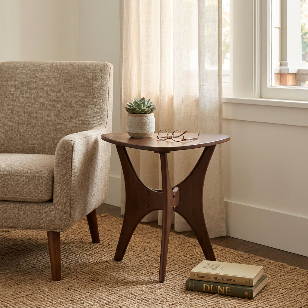 Blaze End Table in light brown back view - industrial end table by Olliix - Whats New Furniture Portland OR