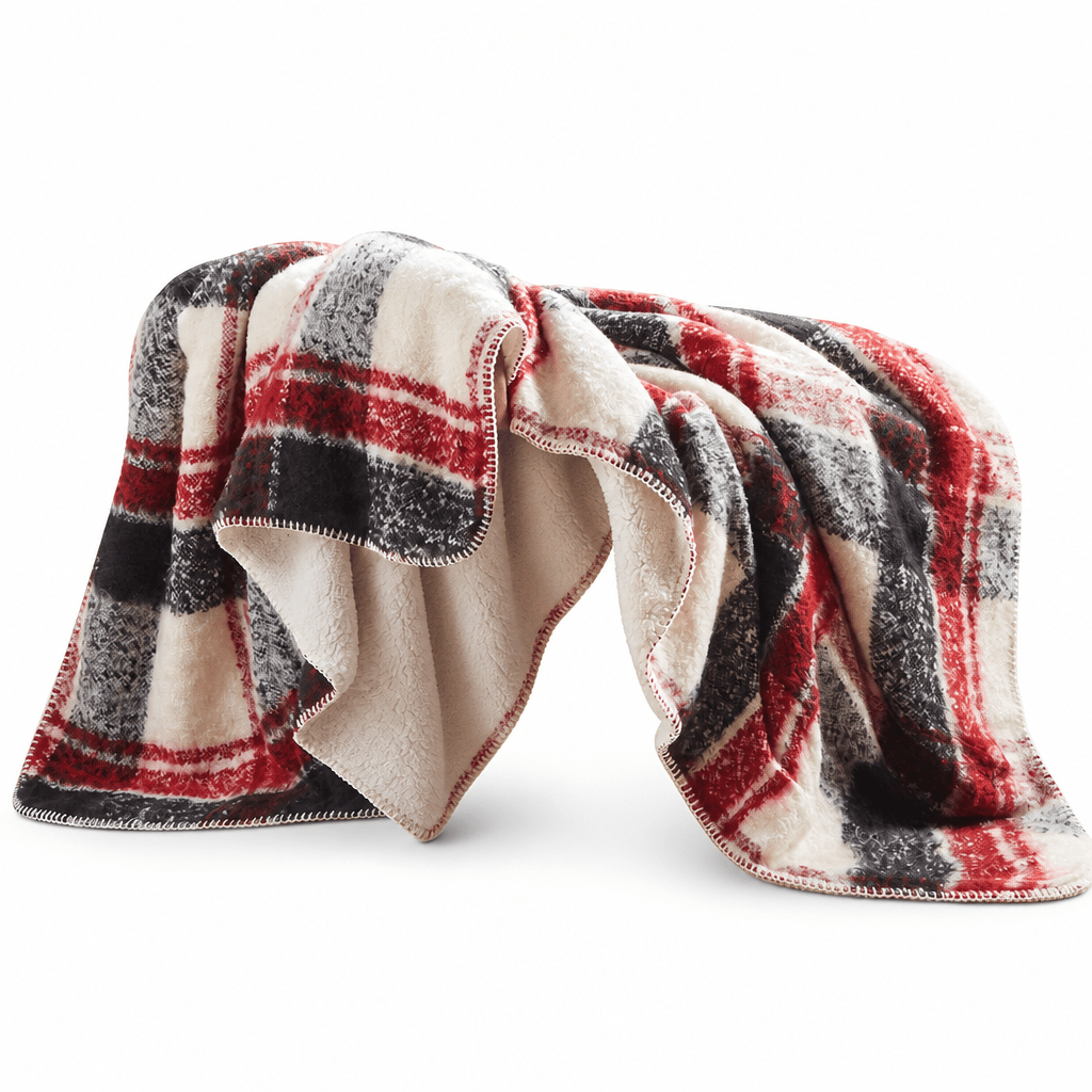 Bloomington Faux Mohair Throw in Red front view - throw blanket by Olliix - Whats New Furniture Portland OR