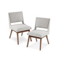 Boomerang Dining Chair in Light Grey set of two - upholstered dining chair with pecan legs by INK+IVY - Whats New Furniture Portland OR