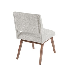 Boomerang Dining Chair in Light Grey rear view - upholstered dining chair with pecan legs by INK+IVY - Whats New Furniture Portland OR