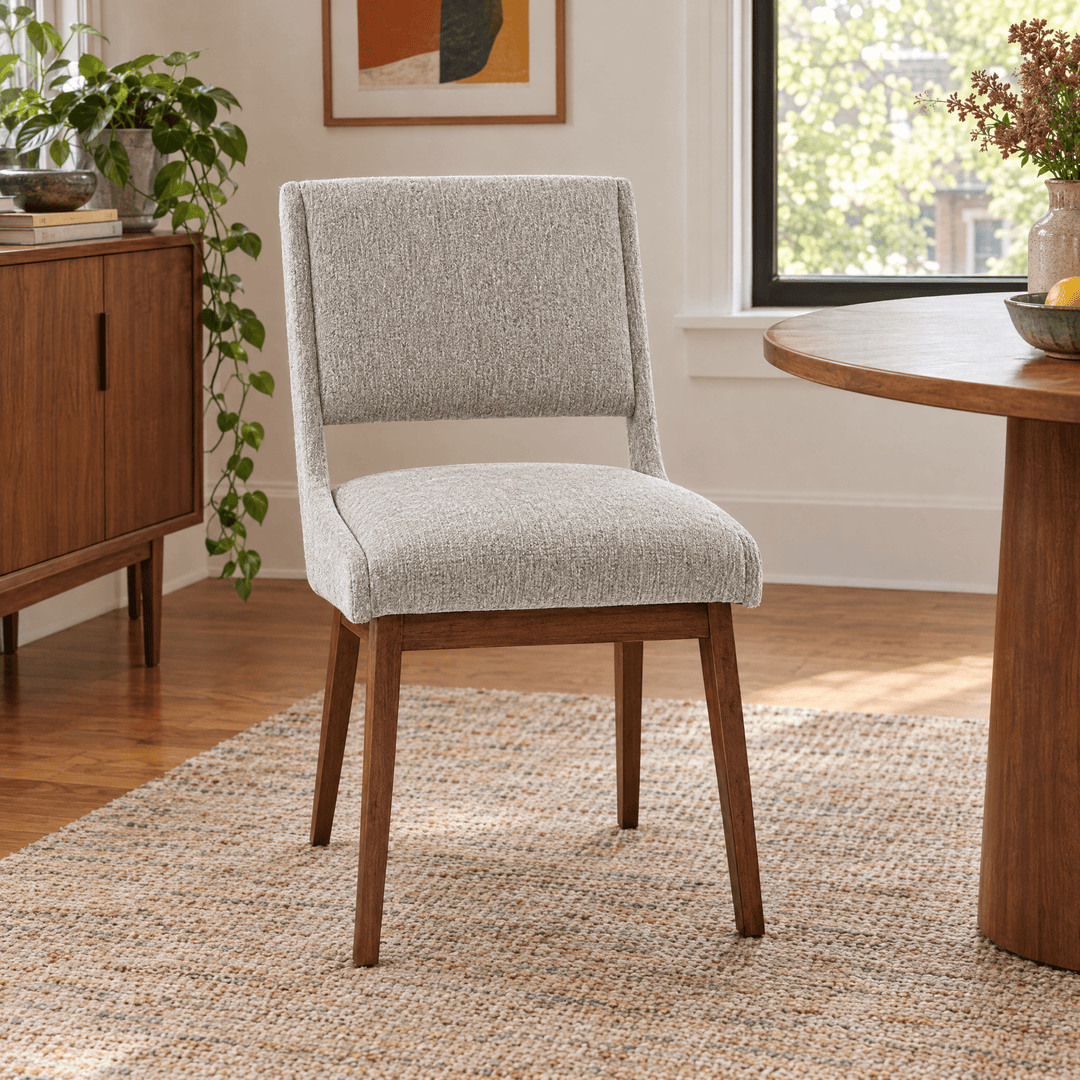 Boomerang Dining Chair in Light Grey styled in a Portland dining room - INK+IVY - Whats New Furniture