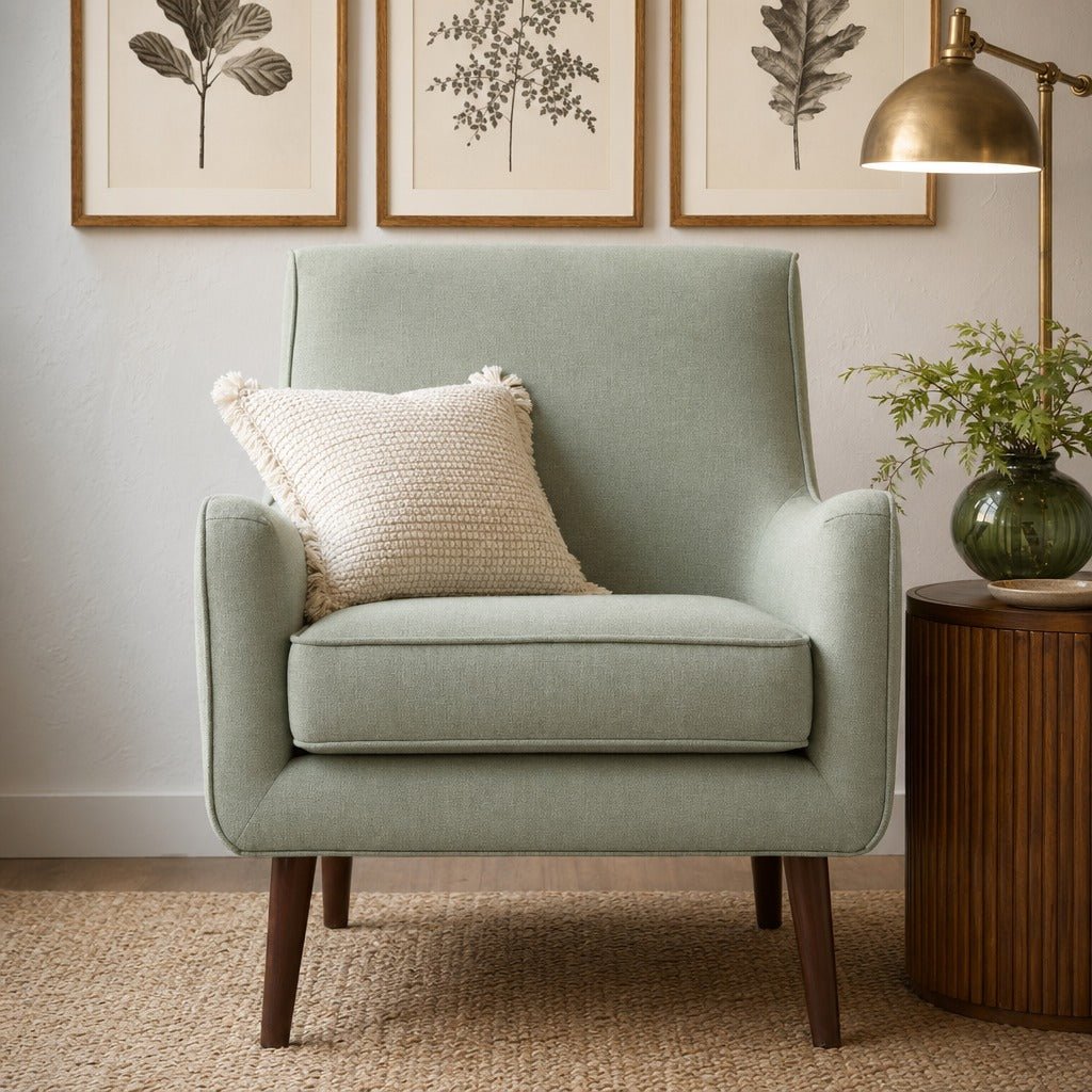 Oxford Occasional Chair styled in a bright mid-century modern Portland reading nook - Whats New Furniture