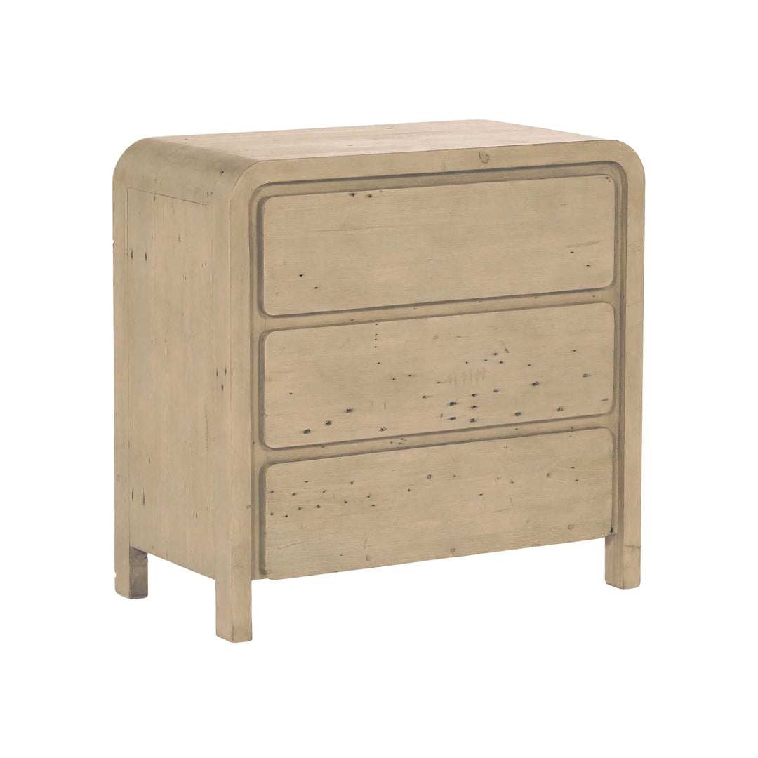Opera 3 Drawer Small Chest in Brown side angle - reclaimed pine chest by LH Imports - Whats New Furniture Portland OR