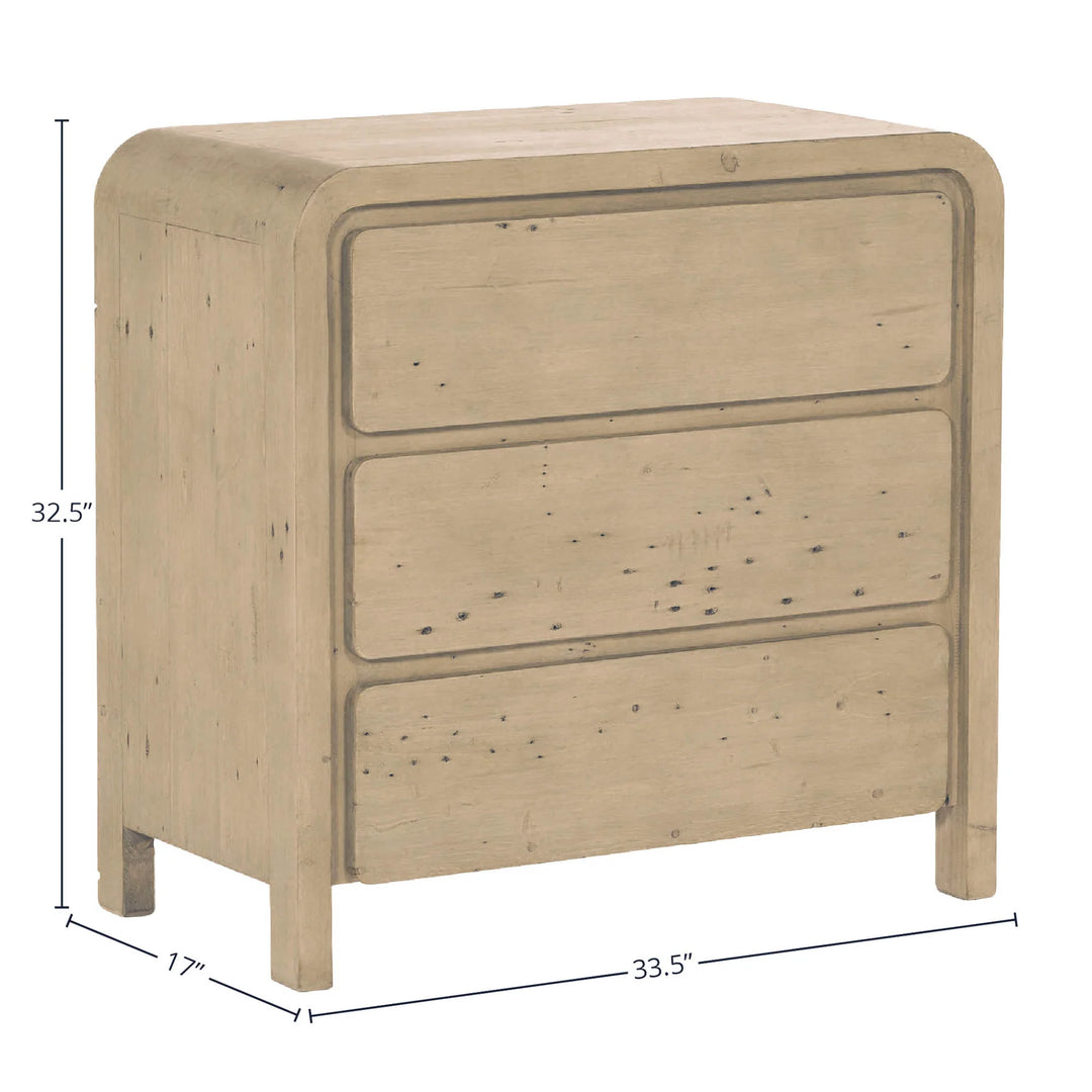Opera 3 Drawer Small Chest in Brown spec sheet - reclaimed pine chest by LH Imports - Whats New Furniture Portland OR