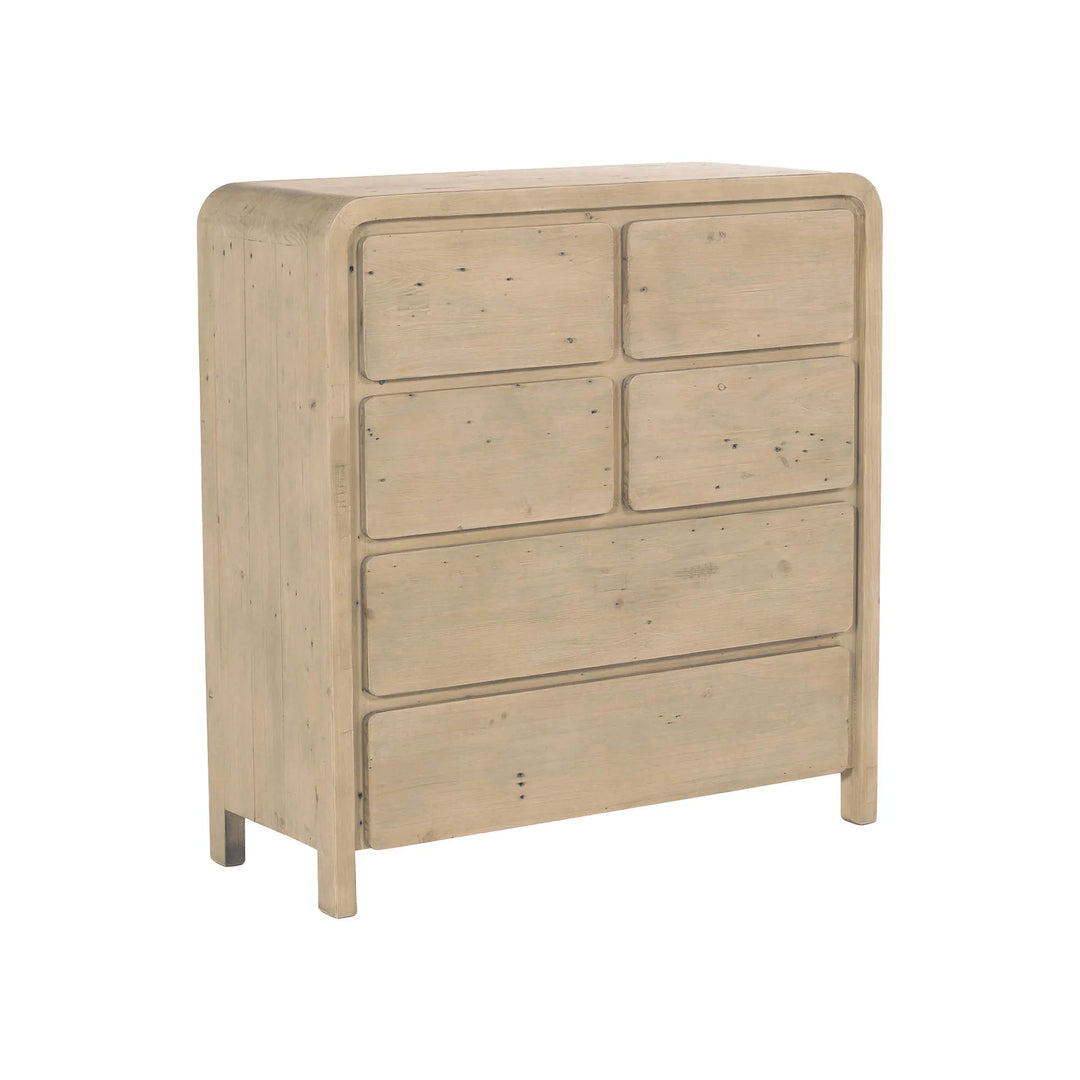 Opera 6 Drawer Chest in Brown side angle - reclaimed pine chest by LH Imports - Whats New Furniture Portland OR