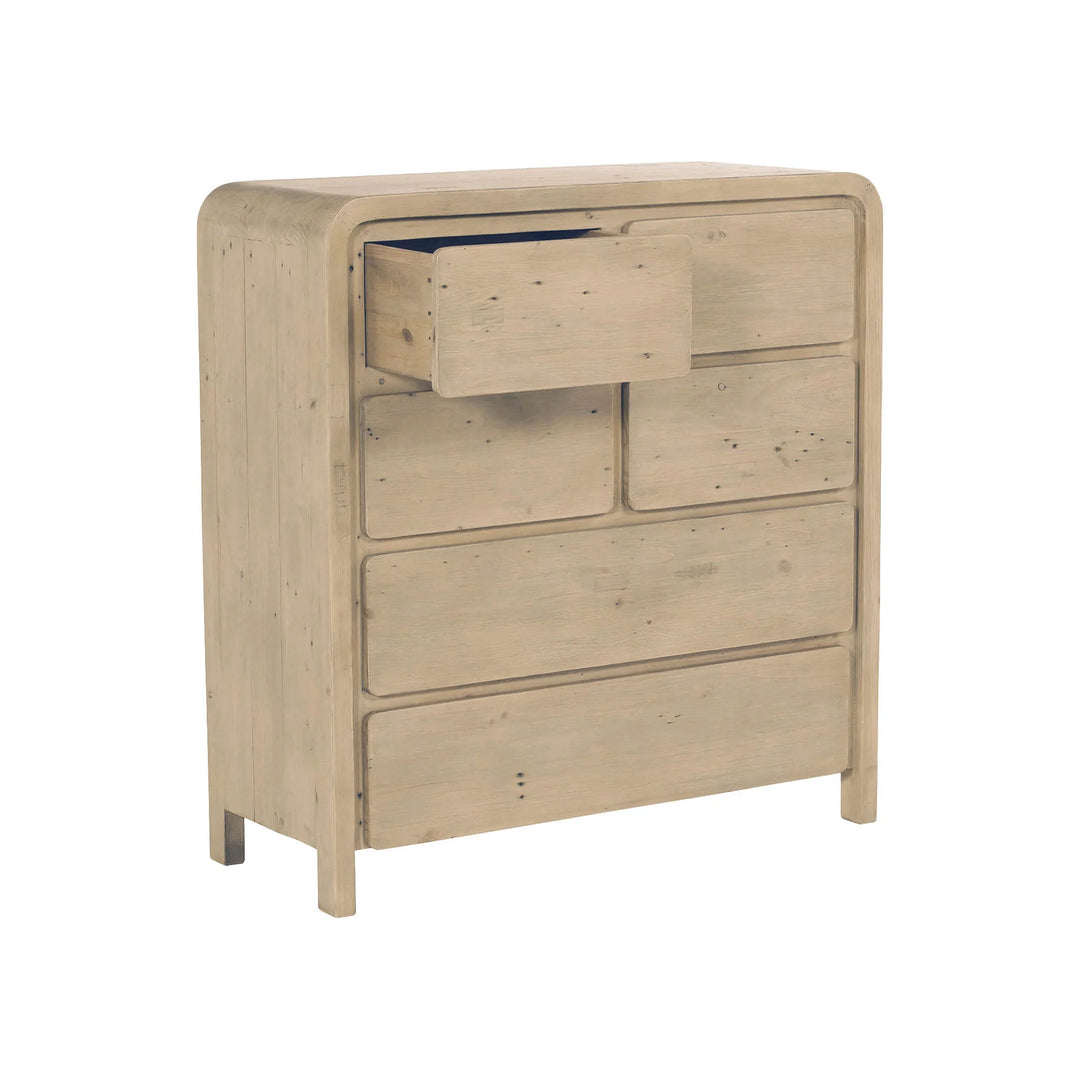 Opera 6 Drawer Chest in Brown drawer detail - reclaimed pine chest by LH Imports - Whats New Furniture Portland OR