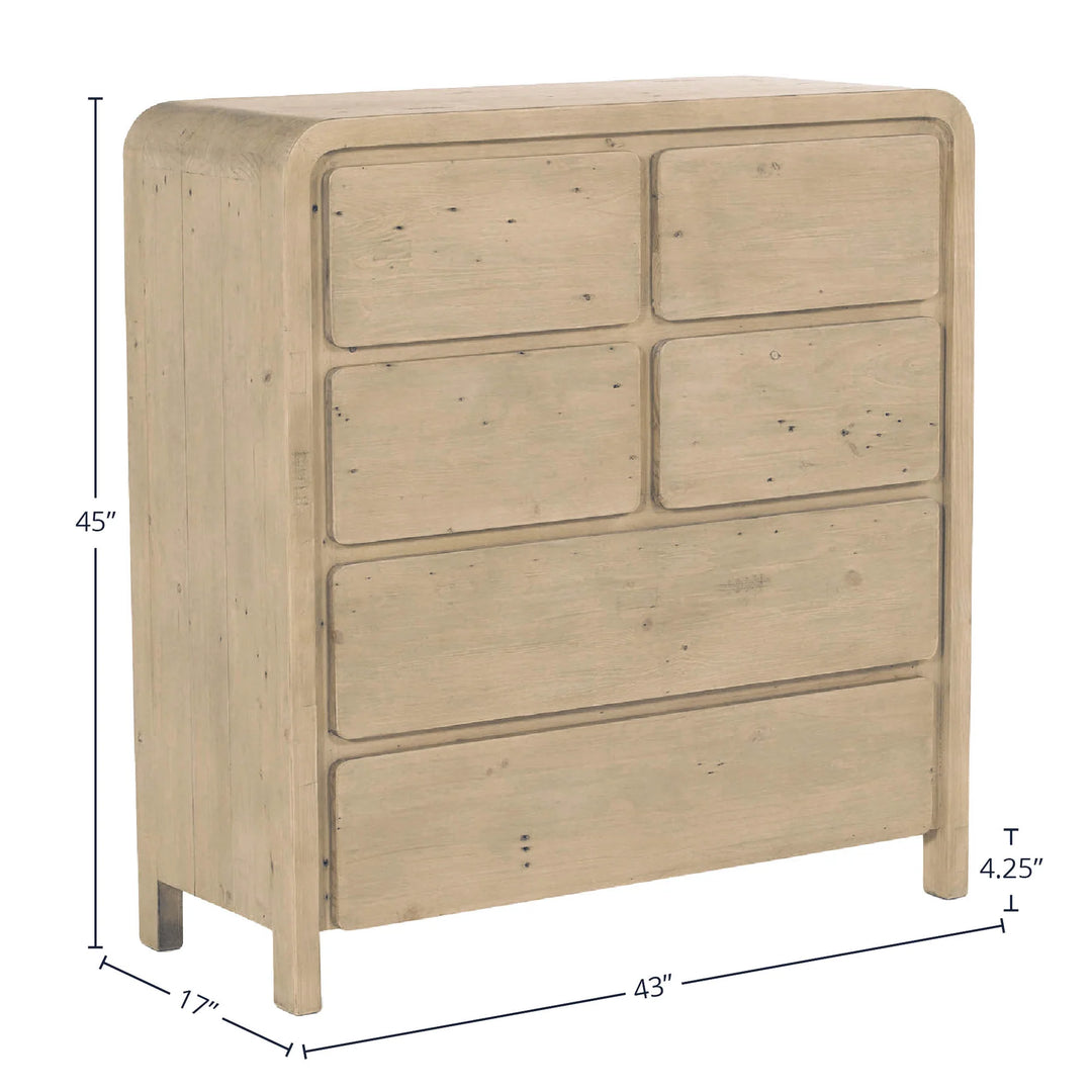 Opera 6 Drawer Chest in Brown spec sheet - reclaimed pine chest by LH Imports - Whats New Furniture Portland OR