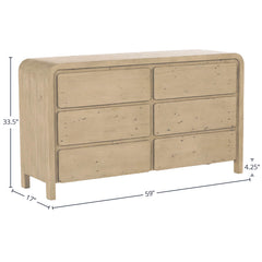 Opera 6 Drawer Dresser in Brown spec sheet - reclaimed pine dresser by LH Imports - Whats New Furniture Portland OR